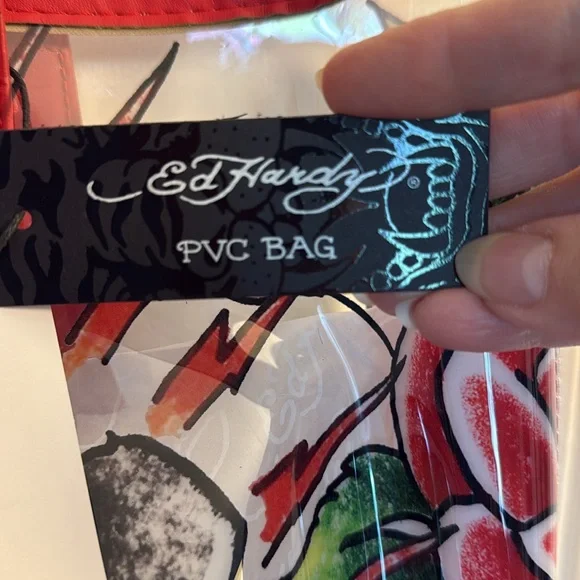 Ed Hardy Red Artistic Tote Bag - Picture 2 of 4